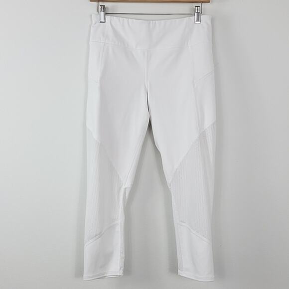 Athleta Mesh Contender Mid-Rise Capri Leggings in White Medium - Picture 2 of 15